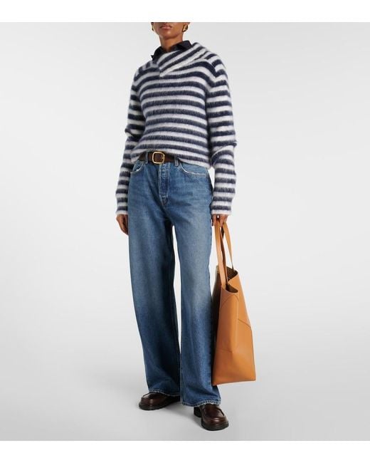 Agolde Blue Low Slung Baggy Mid-Rise Wide-Leg Jeans