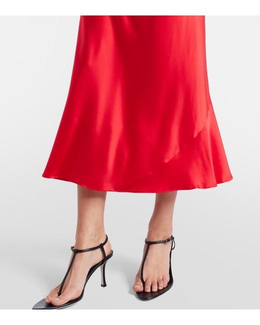 Dorothee Schumacher Red Sense Of Shine Satin Midi Skirt