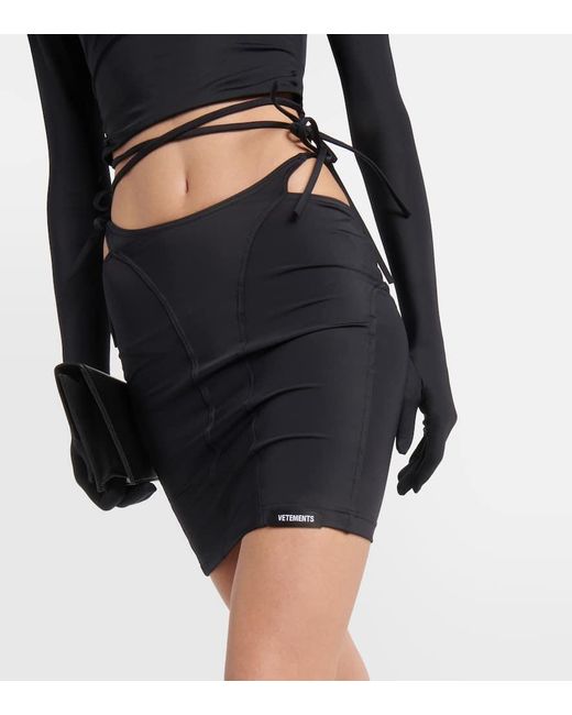 Vetements Black Deconstructed Jersey Miniskirt