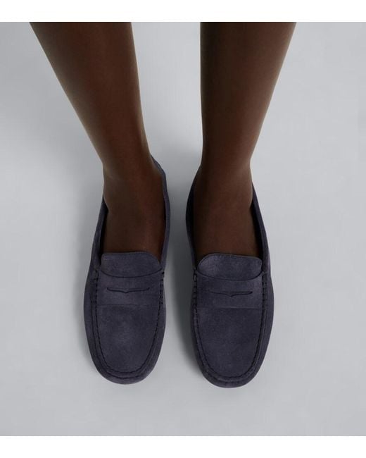 Tod's Blue Suede Driving Shoes