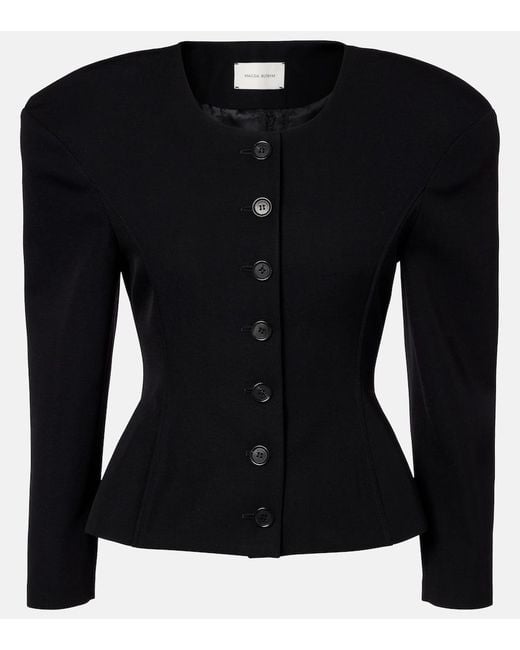 Magda Butrym Black Peplum Wool Cardigan