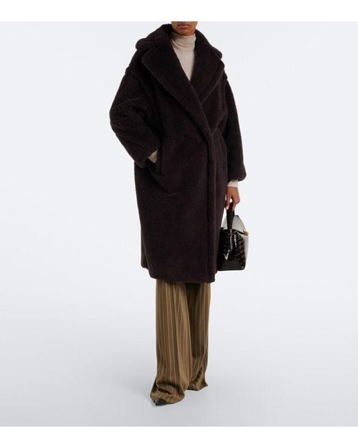 Max Mara Black Alpaca, Wool, And Silk Teddy Coat