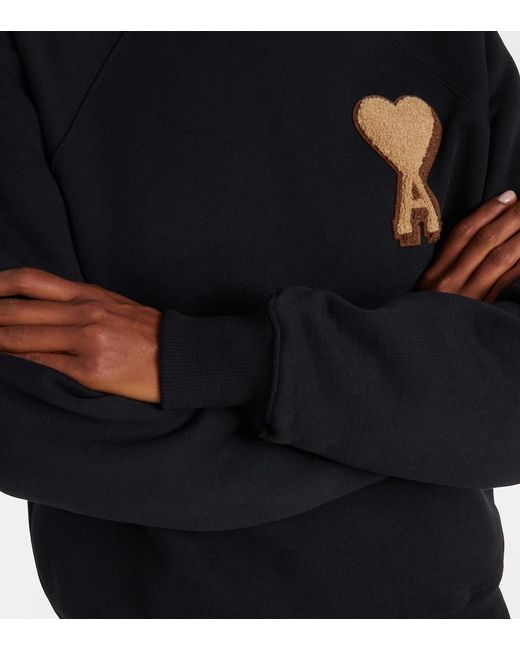AMI Black Ami De Cour Cotton Sweatshirt