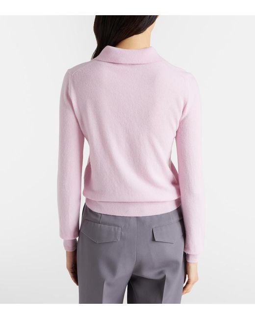 Jil Sander Pink Virgin Wool Polo Sweater