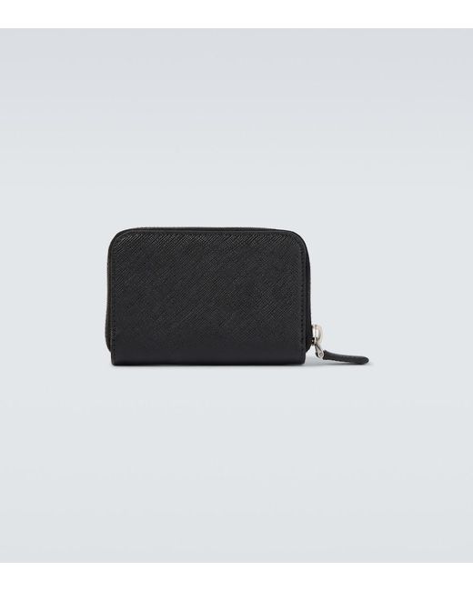 Prada Black Logo Saffiano Leather Coin Purse for men