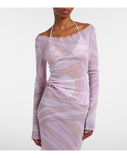 Emilio Pucci Pink Iride Tulle Top