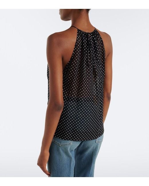 Nili Lotan Gray Nikki Halterneck Polka-Dot Silk Top