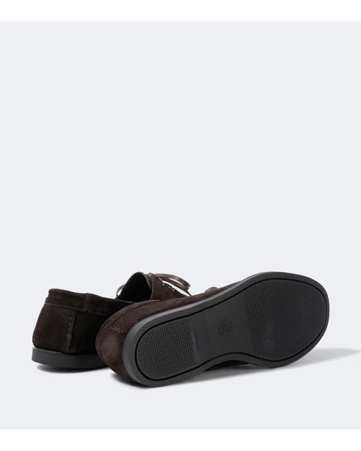 Saman Amel Black City Moc Suede Boat Shoes for men