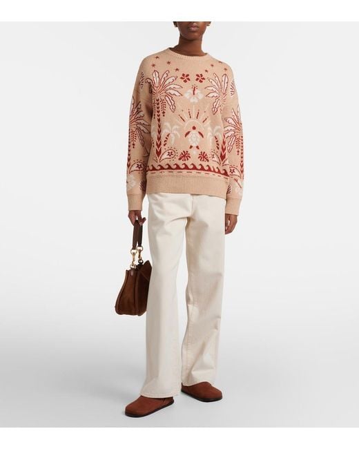Alanui Pink Echoes Of The Island Wool And Cotton Sweater