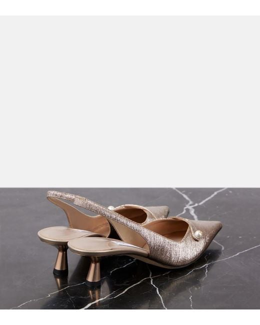 Jimmy Choo Natural Amita 45 Glitter Slingback Pumps