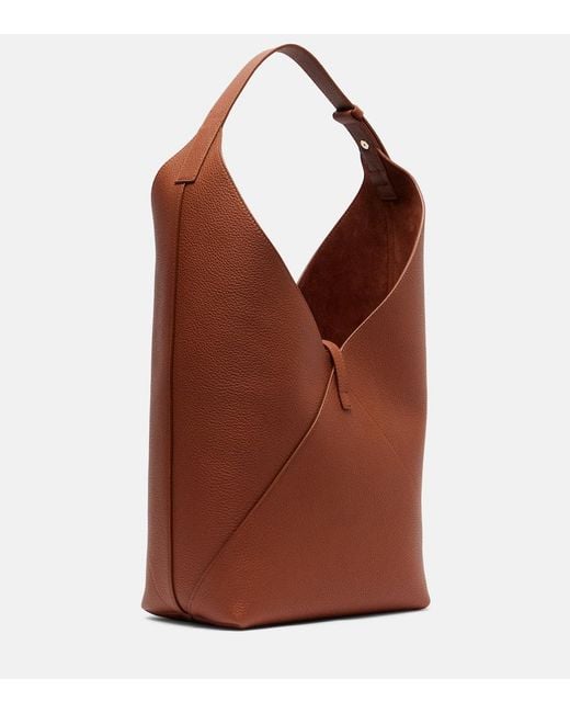 Ferragamo Brown Origami Medium Leather Shoulder Bag