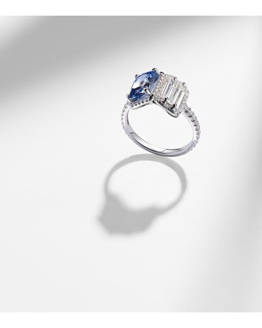 Suzanne Kalan White 18Kt Ring With Sapphire And Diamonds