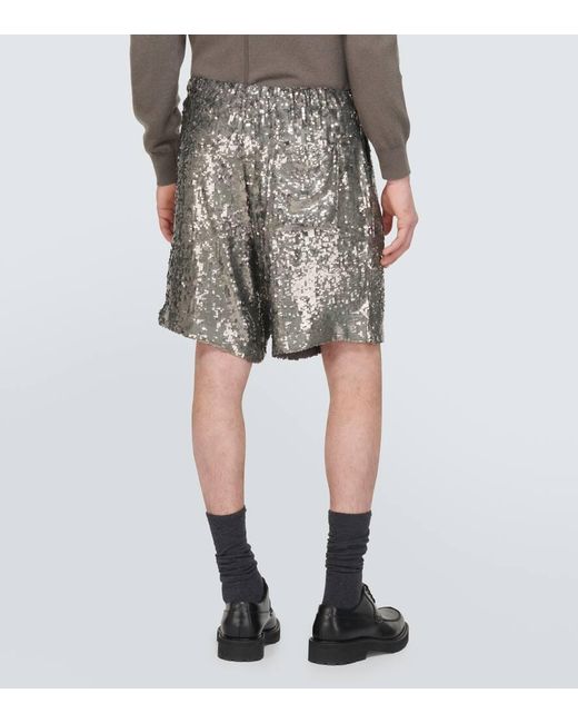 Shorts con paillettes di Dries Van Noten in Gray da Uomo