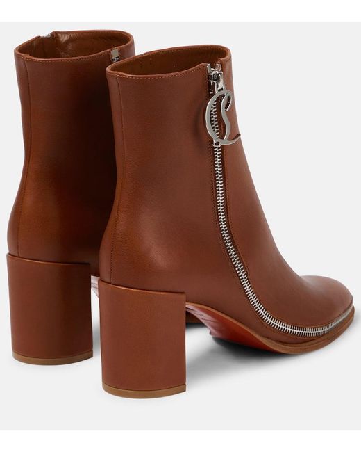 Christian Louboutin Brown Ankle Boots Cl Zip Aus Leder