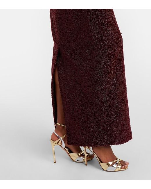 Clio Peppiatt Purple Tina Embellished Strapless Gown