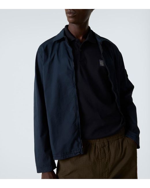 Stone Island Black Compass Cotton Pique Polo Shirt for men