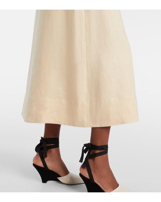 Posse Natural Pamela Halterneck Linen Midi Dress