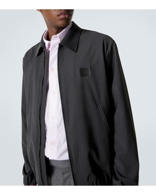 Dolce & Gabbana Gray Logo-Appliquéd Wool-Blend Jacket for men
