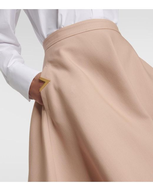 Falda midi de Crepe Couture con VGold Valentino de color Natural