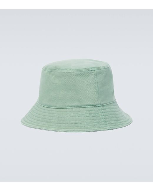 Miu Miu Green Embroidered Denim Bucket Hat for men
