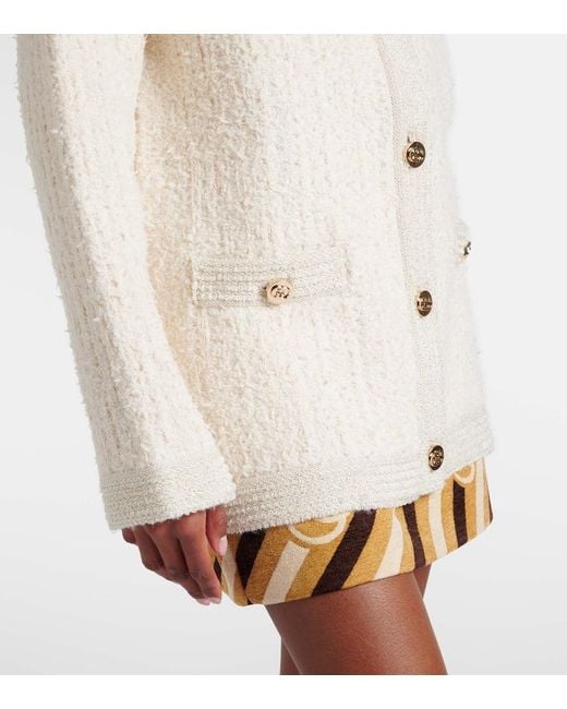 Gucci Natural Wool-Blend Lame Boucle Cardigan