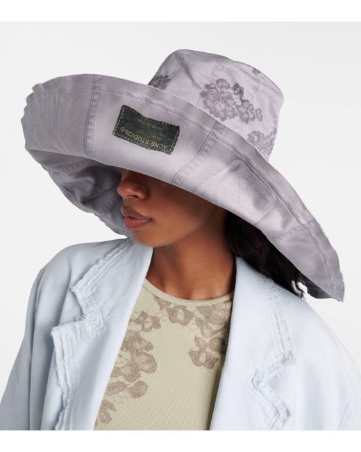 Acne Gray Oversized Reversible Cotton Bucket Hat