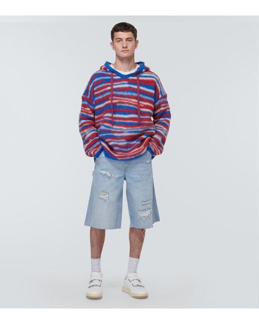 ERL Red Gradient Knitted Oversized Hoodie for men
