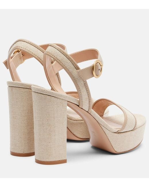 Gianvito Rossi Natural Milos Leather-Trimmed Canvas Platform Sandals