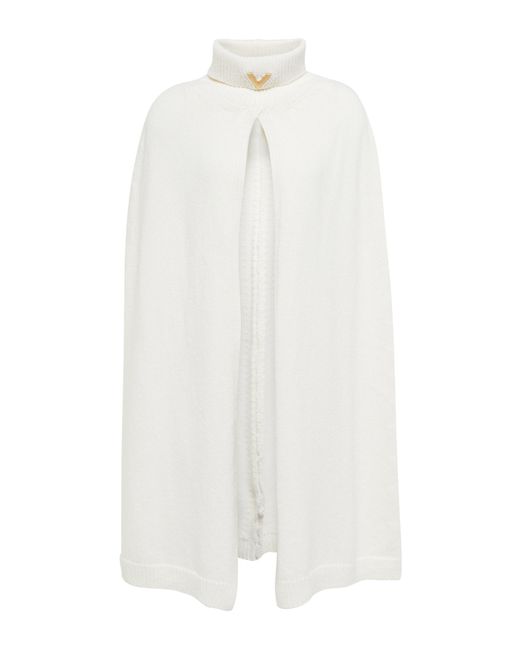 Valentino Wool And Cashmere Cape in White | Lyst