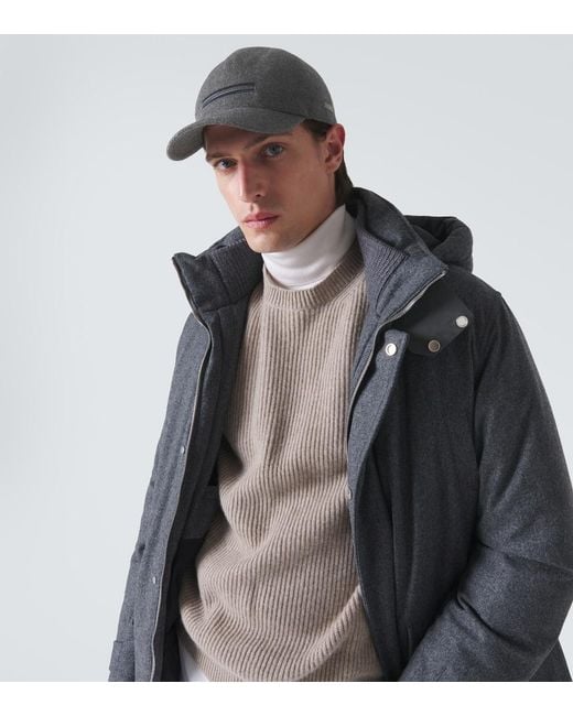Zegna Gray Cashmere Baseball Cap for men