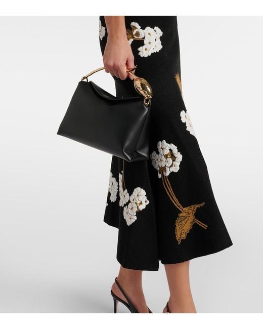 Erdem Black Bloom Medium Leather Tote Bag
