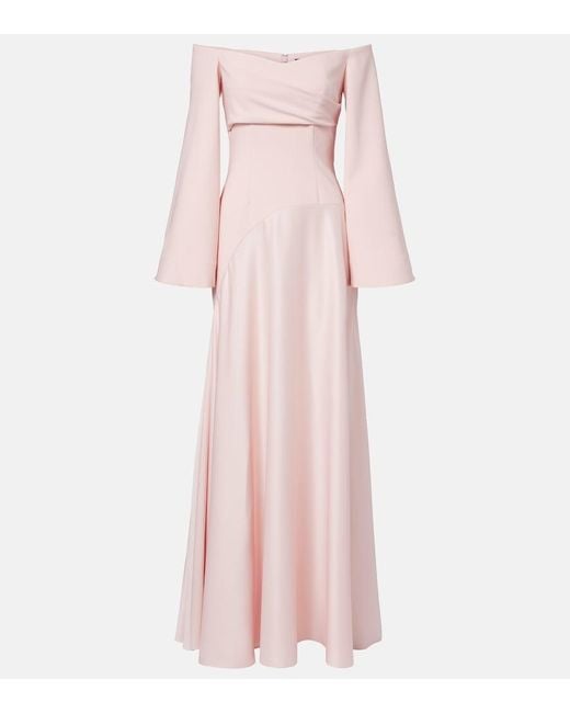 Solace London Pink Rina Satin And Crepe Maxi Dress