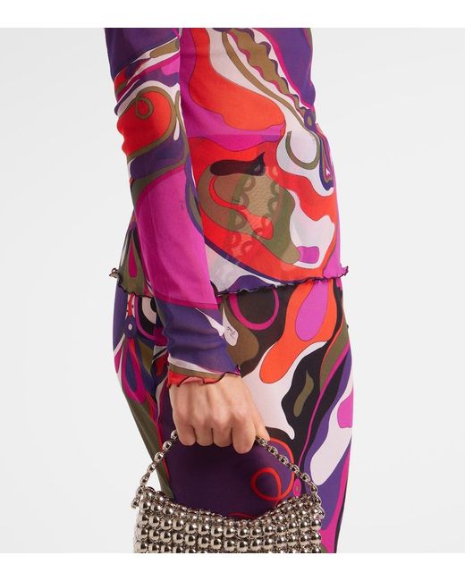 Emilio Pucci Purple Orchidee Tulle Top