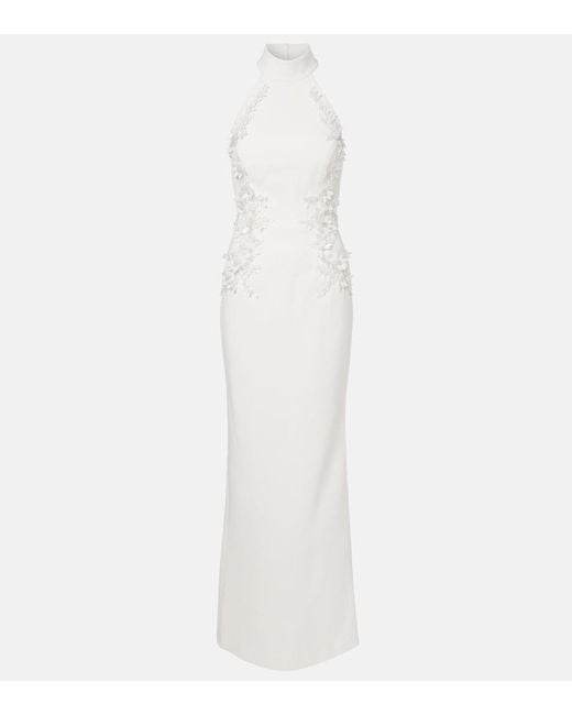 Rebecca Vallance White Bridal Xanthe Floral-Applique Gown