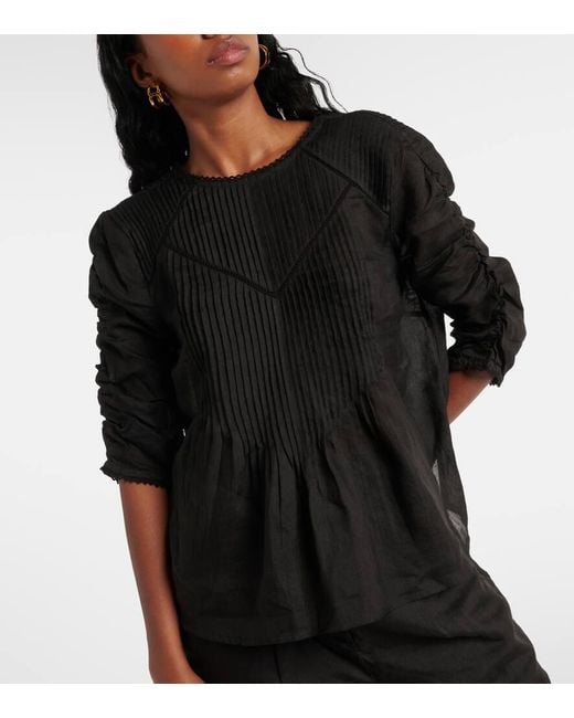 Veronica Beard Black Top Bryce Aus Leinen