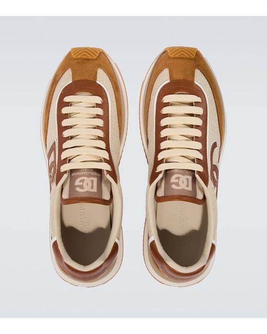 Dolce & Gabbana Brown Dg Cushion Suede-Trimmed Sneakers for men