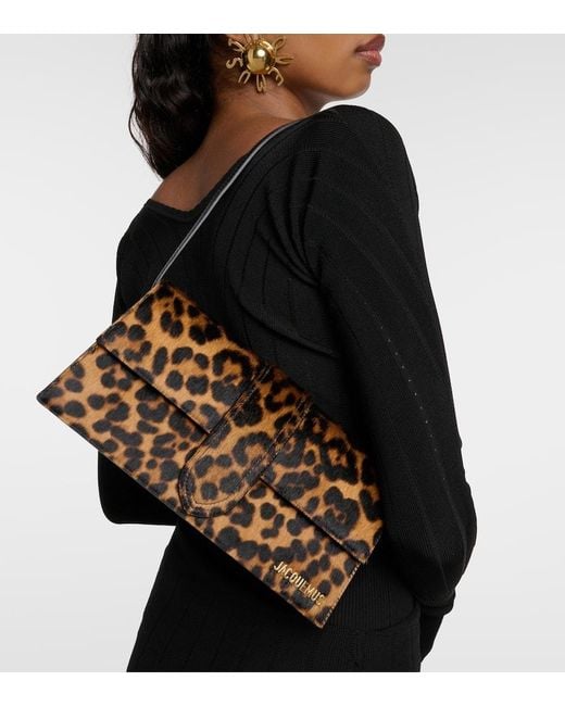 Jacquemus Brown Le Bambino Long Leopard-pattern Leather Shoulder Bag