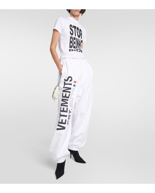 Vetements Logo Cotton-blend Sweatpants in White | Lyst