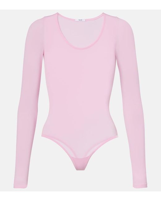 Wolford Pink Buenos Aires Semi-Sheer Bodysuit
