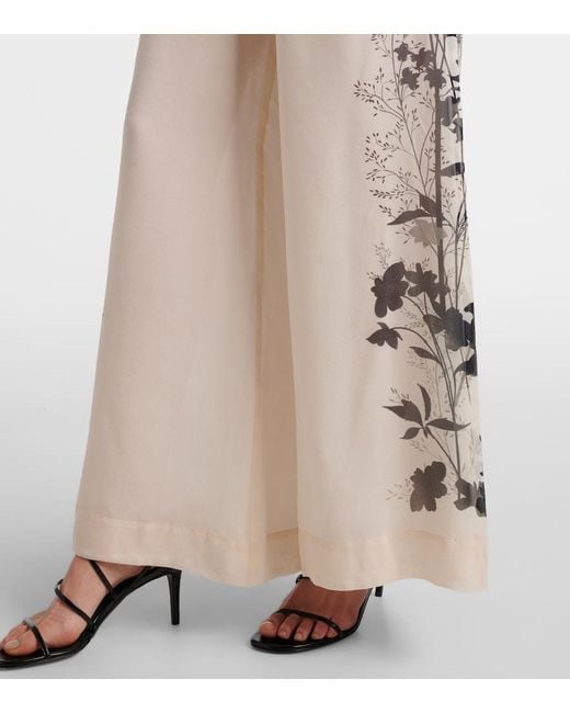 LaDoubleJ Natural Printed Silk Palazzo Pants