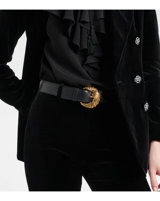 Etro Black Paisley Leather Belt