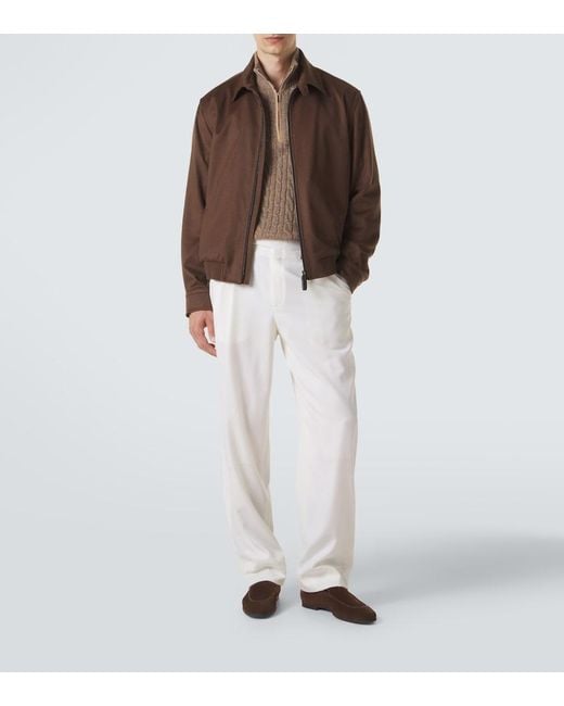 Brioni Brown Cashmere And Wool Blouson Jacket for men