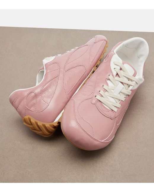 Bottega Veneta Pink Orbit Flash Leather Sneakers