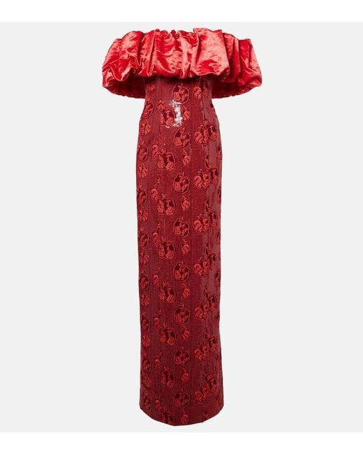 Abito Lungo Off-Shoulder Rowan di Markarian in Red