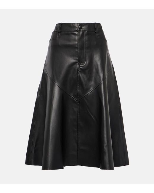 Proenza Schouler Black White Label Jesse Faux Leather Midi Skirt