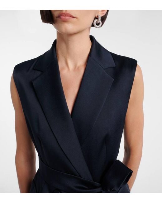 Max Mara Blue Weste Afgano Aus Satin