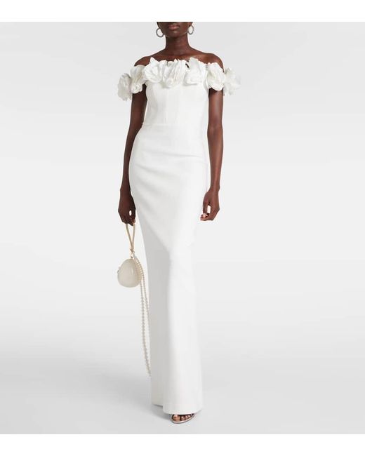 Robe Longue De Mariee Tessa A Encolure Bardot Rebecca Vallance en coloris White