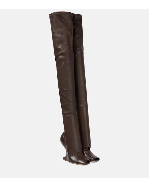 Rick Owens Brown Cantilever Leather Over-the-knee Boots