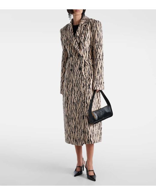 Abrigo Cruzado De Pelo Sintetico Estampado ROTATE BIRGER CHRISTENSEN de color Black