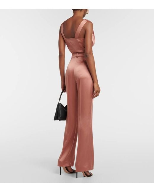 Pantalones Rectos Leena De Saten Nanushka de color Red